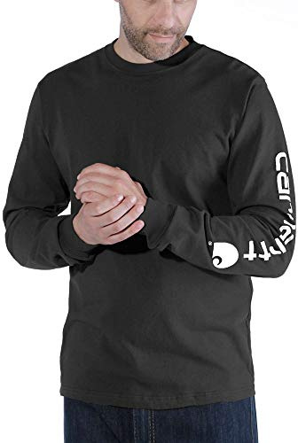 Carhartt Homme Signature Sleeve Logo Long-sleeve T-shirt T shirt, Noir, XL EU