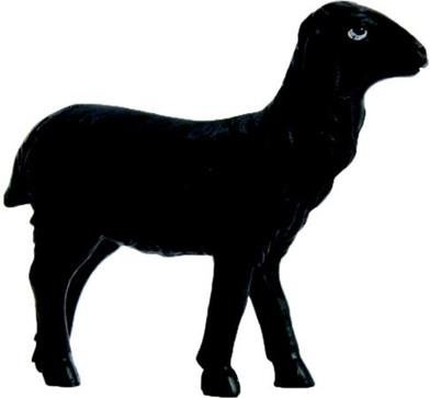 Unbekannt Krippenfiguren Schaf gerade schauend schwarz Höhe 4,6cm für 11-12cm Figuren