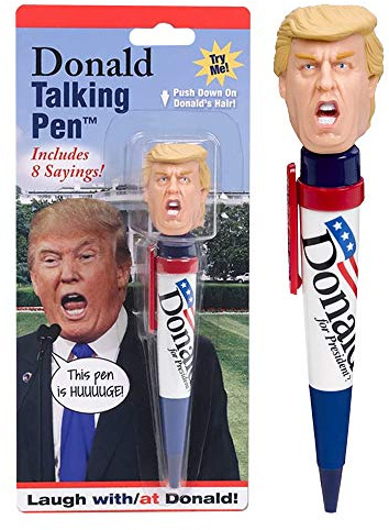 Donald Trump Talking Pen - Press His Hair & Hear 8 Real Voice Quotes - Funny Political Gag Gift for Men, Unique Trump Gifts, Novelty Desk Toy & Office Conversation Starter (Trump Classic)