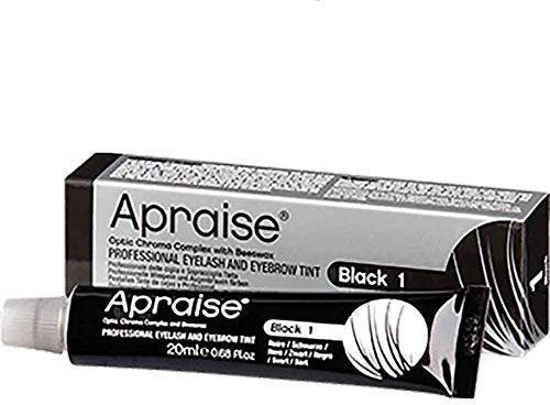 Apraise, tinta professionale per ciglia e sopracciglia, numero 1, colore nero, confezione da 20 ml (etichetta in lingua italiana non garantita)