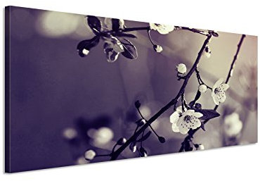120x40cm Panoramabild auf Leinwand Blühender Kirschbaum Japan