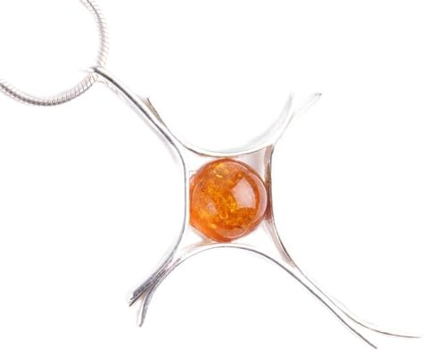 MyBernstein Bernstein Moderne Silber Bernstein Kreuz (Bernsteinschmuck 10213)