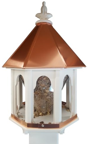 Wild Bird Feeder Solid Cellular PVC Clear Copper Roof (F8C) Made in the USA (4 x 4 Mount)