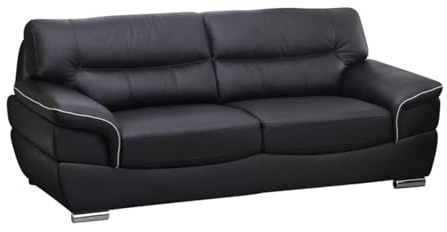 Kauf-Unique Ledersofa 3-Sitzer - Schwarz - Thibault