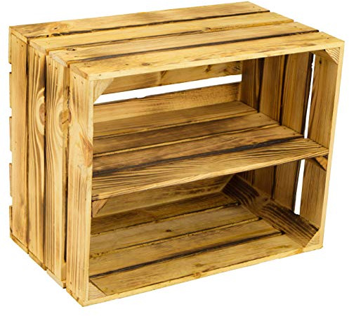 geflammte massive Obstkiste 49 x 42 x 31cm / Apfelkiste / Weinkiste aus dem Alten Land (Regal)