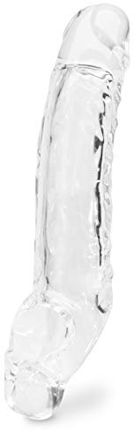 Lovehoney Mega Mighty Thick Realistic Penis Sleeve - Penis Extender with Ball Loop Add 1-3 Extra Inches - Cock Sleeve and Girth Enhancer for Men - Clear