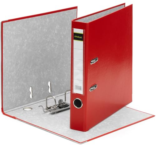 MIDORI Ordner PP-Color aus Kunststoff | 10er Pack Aktenordner 5 cm breit im DIN A4 Format in Rot | Schmaler Briefordner Ringordner mit austauschbarem Rückenschild
