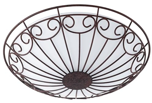 EGLO Deckenlampe Colti, 2 flammige Deckenleuchte Vintage, Rustikal | Wohnzimmerlampe aus Metall in Antik-Braun und satiniertem Glas in Weiß, Schlafzimmerlampe, Flurlampe Decke mit E27 Fassung
