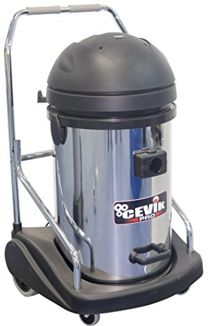Cevik Pro CE-PRO703INOXTR - Aspiradora Industrial 2900W - 77L Acero Inoxidable 3 Motores Independientes - Bajo Ruido 68dB(A) - Carro Basculante - Uso Profesional