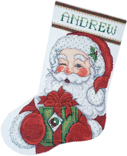 Winking Santa Counted Cross Stitch Stocking Kit