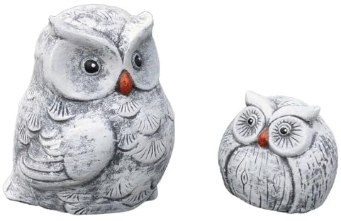 stoneandstyle Garten Deko 2 Stein-Eulen im Set, Figuren aus massiven Steinguss, frostfest bis -30°C