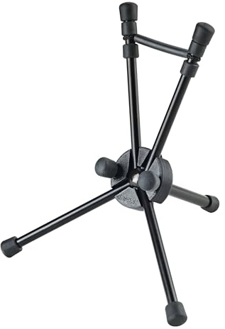K&M 14355 Saxophonständer Saxxy Schwarz Aluminium – kompakte XXS-Größe – 18,8 cm Höhe – Transport im Schallbecher möglich