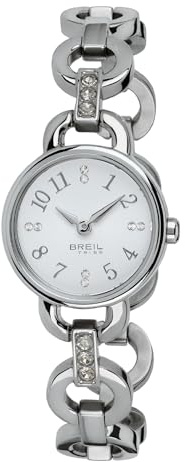 Breil, Collezione Agata, Orologio Donna, Bracciale con Catena in Acciaio e Cristalli Bianchi, Cassa 25 mm, Quadrante Bianco, Movimento al Quarzo, Resistente all'Acqua