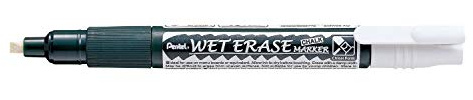 Pentel Kreidemarker, wasserfest, feucht abwischbar, mit Keilspitze, 4 Stück, Weiß