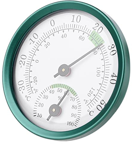 Niktule Misuratore di umidità per la casa | Umidostati circolari per Interni Domestici - Termometri da Esterno per Patio - Termometro da Parete per arredo casa e Giardino, Verde