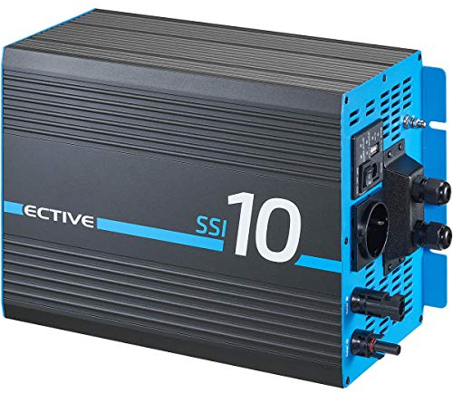 ECTIVE - Wechselrichter 12V auf 230V SSI 10-1000W reine Sinuswelle - Spannungswandler DC/AC mit USB, Überlast- & Überhitzungsschutz, NSV & USV Funktion, MPPT-Solarladeregler & 20A Batterieladefunktion