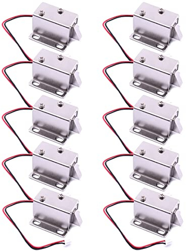 ATOPLEE Elektromagnetisches Magnetschloss, 10 Stück Mini DC 12 V 0,43 A Tür Schublade Zunge nach unten schlankes Design Montage Magnetschloss für Schranktür Schublade, 27 x 29 x 18 mm
