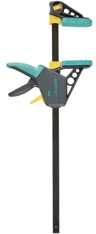 wolfcraft EHZ 100-450 Einhandzwinge PRO 3032000 / Kraftvolle Zwinge zum professionellen Spannen von Werkstücken mit nur einer Hand/Spannkraft: 120 kg - Spannweite: 450 mm