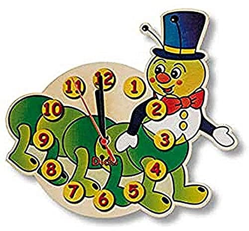 Dida - Bruco, Orologio da Parete per Bambini con Animali in Legno, Arreda e Rallegra la Cameretta dei Bimbi e ogni Ambiente della Casa, Prodotto Made in Italy