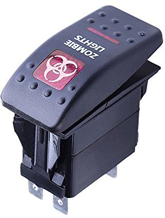 Mintice™ Interrupteur à Bascule Commutateur Lampe Lumière LED Rouge 12V 20A pour Voiture Bateau Moto (Zombie Light)