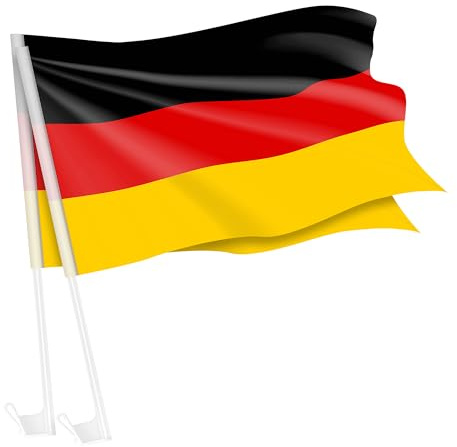 Piersando Autofahne Set 2 Stück Auto Fahne Fussball EM WM 2026 Länderflagge Fanartikel Land Flagge Autoset Eishockey Handball Basketball Deutschland