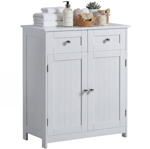 Home Discount Priano - Armario de baño para Debajo del Lavabo, se coloca de pie sobre el Suelo, para Almacenamiento, Color Blanco, 2 cajones, 2 Puertas