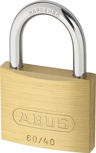 ABUS 60/40 brass Padlock - 2 keys - hardened steel shackle - ideal for sheds, gym, school, suitcases - weatherproof for outdoor - brass