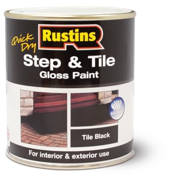 RUSTINS Step & Tile Paint Black 1L– Hard-Wearing Floor Coating for Concrete, Stone & Brick – Durable, Slip-Resistant Finish for Indoor & Outdoor Use – Available in Red & Black