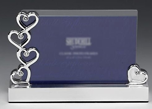 Personalised Glass & Silver Hearts Photo Frame 6 x 4 Engraved Enter Your Own Custom Text