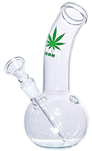Bong Green XXX Amsterdam Leaf Glasbong Tabakpfeife 18cm hoch 36mm Ø 14,5er Schliff und Chillum - Inklusive Sieb - Für den Gebrauch von Tabakwaren
