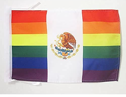 AZ FLAG Bandera México gay 45x30 cm Estandarte Gay Poliéster 100D Cuerdas | Uso interior y exterior Enseña costuras dobles y bordes reforzados