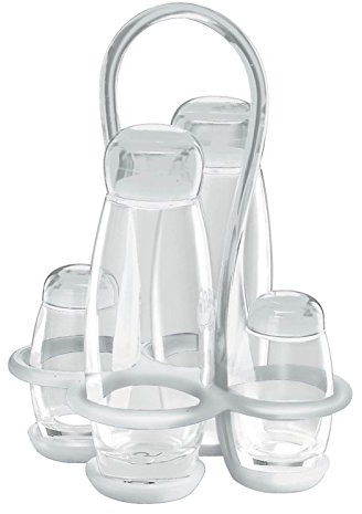 Guzzini Menage Set Olio Aceto Sale e Pepe Gocce, Trasparente, 17 x 15 x h22.5 cm