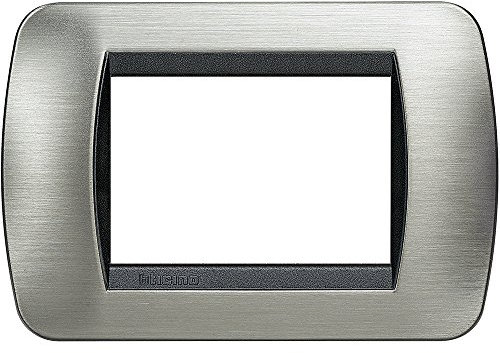 BTicino L4803ACS Placca di finitura 3 Moduli, Grigio / Nero (Acciaio / Antracite)