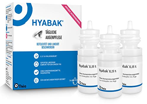 HYABAK® Augentropfen 3 x 10ml - zur Befeuchtung und Benetzung des Auges und von Kontaktlinsen