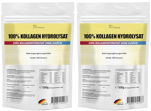 Pro Natural Kollagen Hydrolysat Collagen für die Gelenke & Knorpel 2er Pack (2 x 500 g) (Collagen Protein Pulver)