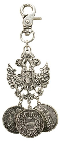 Alpenflüstern Trachten-Charivari Anhänger Adler-Münze - Hochwertiger Herren-Trachtenschmuck mit Münz-Anhängern für die Lederhose, (antik-silber-farben) HCH019