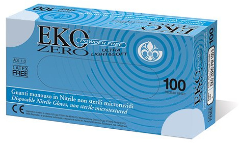 EKO Zero PW 1008 Guanto Monouso in Nitrile, Non Sterile, Misura L, 10x100 Pezzi, Totale 1000 Pezzi