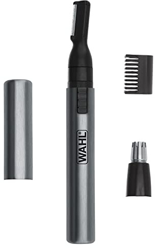 Wahl Micro Groomsman Personal Pen Trimmer & Detailer for Hygienic Grooming with Rinseable, Interchangeable Heads for Eyebrows, Neckline, Nose, Ears, & Other Detailing - 05640-600