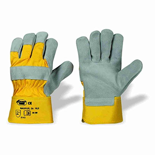 12 Paar Rindspaltleder-Handschuhe Arbeitshandschuhe Stronghand *NAGPUR* Gr. 10,5