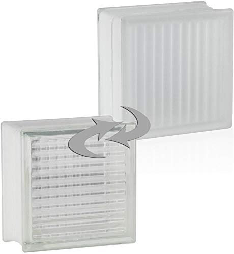 Brique de verre design croisée transparente 1 face satinée 19x19x5 cm - 8 pièces