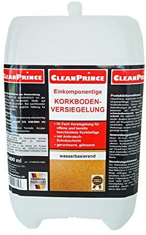 5 Liter Cork Sealing Cork Flooring-sealing 5000ml Seal one-component Cork seal Gloss shiney Cork surface Cork Paint Cork seal paint Cork - lacquer Cork floor coating Cork-sealing for open and already