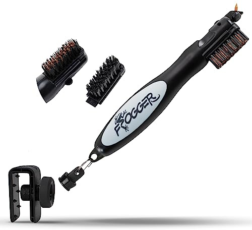 Frogger BrushPro Latch-It Golf Club Cleaner, Ergonomic Grip and Latch-it Magnet, Gray - Professional Golf Club Brush and Groove Cleaner for Golfers