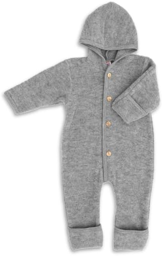 Engel Baby-Overall mit Kapuze, Holzknöpfen und Umschlag | Warm