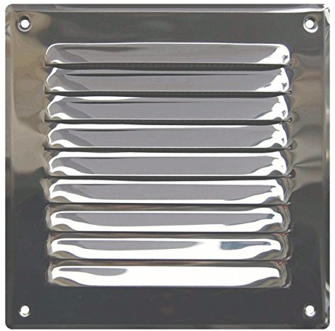 Polished Chrome Air Vent Grille with Fly Screen/Mesh/Net Metal Wall Ventilation Cover (165mm x 165mm, Chrome)