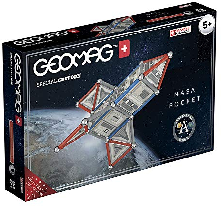 Geomag 810 NASA Special Edition Razzo, Multicolor(Schwarz/Grau/Rot), 84 Stück