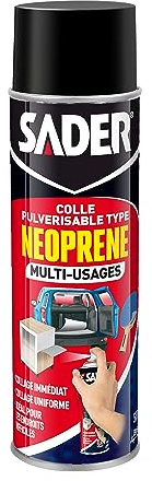 Sader Colle Type Néoprène Aérosol Multi Usages – Colle Extra Forte en Spray – Tous Matériaux – Prise Immédiate – Idéale pour les Endroits Difficiles – Transparente – Bombe de 200 ml