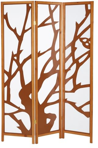 Homestyle4u 893, Design Paravent Raumteiler 3 teilig, Holz Modern, Braun