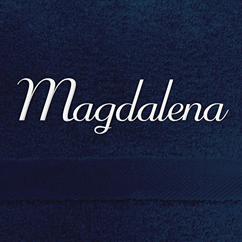 digital print Badehandtuch mit Namen Magdalena Bestickt, 70x140 cm, dunkelblau, extra Flauschige 550 g/qm Baumwolle (100%), Handtuch mit Namen besticken, Badetuch mit Bestickung