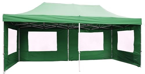 Profi Faltpavillon 3x6 m mit Seitenteilen - hochwertige Ausführung - wasserdichtes Dach mit PVC-Coating 270 g/m² - Farbe: grün