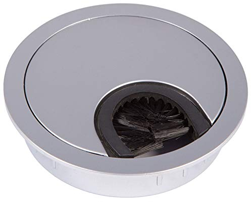 SO-TECH Kabeldurchführung Kabeldurchlass aus Metall matt verchromt Bohrmaß Ø 60 mm Kabeldurchführung Schreibtisch mit Staubdichtung